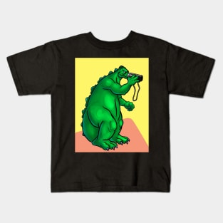 Animated Godzilla With Binoculars Kids T-Shirt